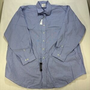 Eagle Shirtmakers Grid Dress Shirt Mens 19-34/35 Blue Long Sleeve Button Down